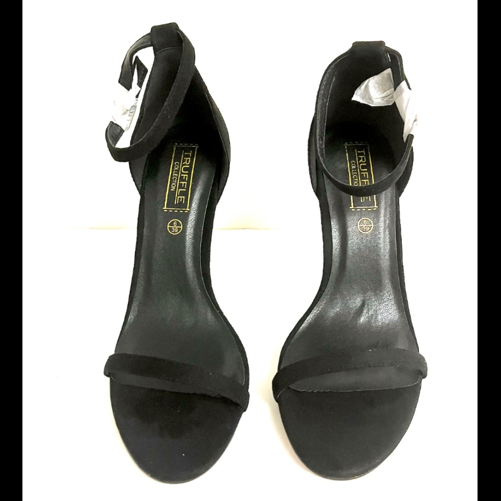 Truffle black strap heel sandals